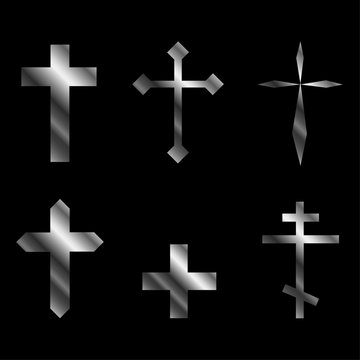 Silver christian crosses in different designs 