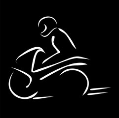 Biker wearing a helmet