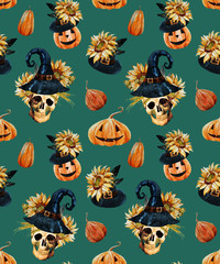 Watercolor halloween pattern