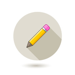 Pencil illustration in circle with shadow