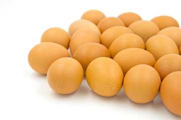 Eggs isolated on white background.Selective focus