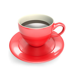red coffee cup with white background
