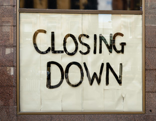 Closing down shop sign