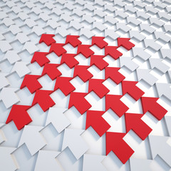 3d rendering red and white arrow background