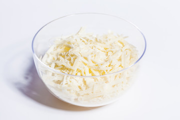 Grated cheese in a bowl