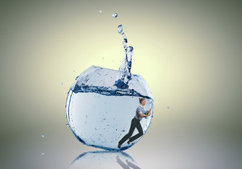 Businesswoman in aquarium