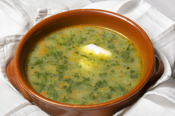 Turkish soup with sour cream