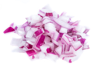 Diced Red Onion (isolated on white)