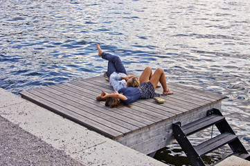 Love couple at Skeppsholmen, Stockholm , Sweden.