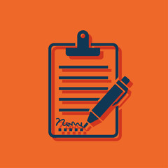 Clipboard with sign and pen icon