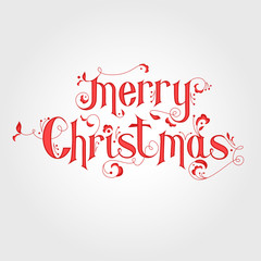 Vintage Christmas Calligraphy Card - Merry Christmas Lettering