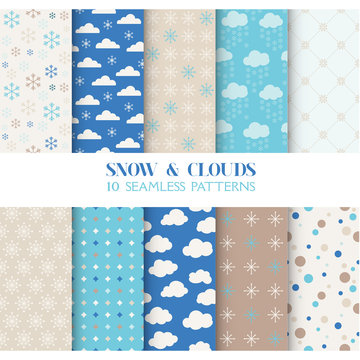 10 Seamless Patterns - Snow and Clouds - Texture for wallpaper