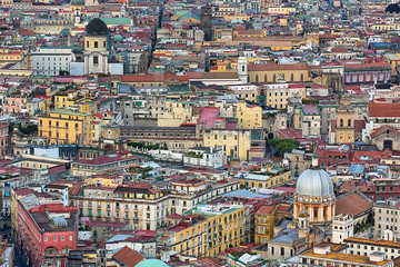 Aerial view of the city of Naples in Italy.