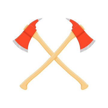 A vector illustration of two crossed axes - Crossed fire axes Icon Illustration Fire Fighting symbol.