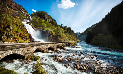 Fototapeta na wymiar Latefossen waterfall Norway