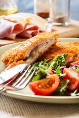 Cutlet Cordon Bleu with salad