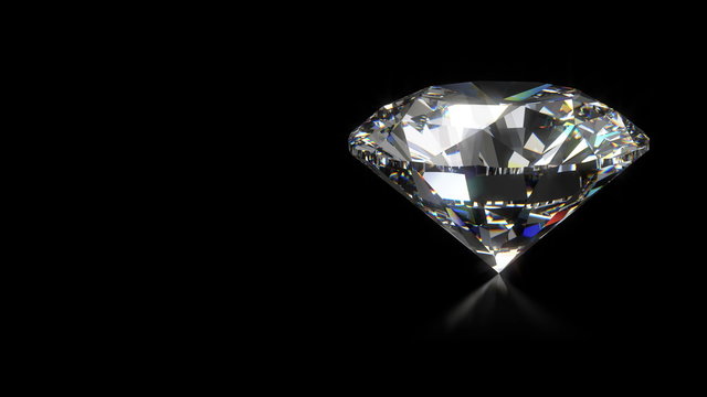 Spinning diamond on black with place for text