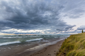 Lake Huron Beach at Sunset in Pinery Provincial Park - Grand Bend, Ontario 