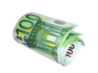 one hundred banknote euro isolated on white