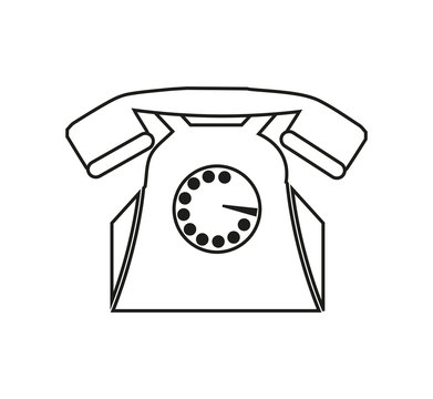 Retro telephone vector icon in contour