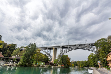 Fototapeta premium Aare river bridge in city of Berne, Switzerland