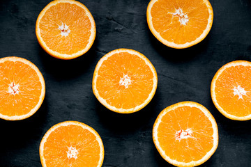 Beautiful Oranges Fruit  Sliced on old table. rich with vitamins. background, texture.