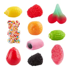 Fototapeten Set mit süßen bunten Süßigkeiten © krasyuk