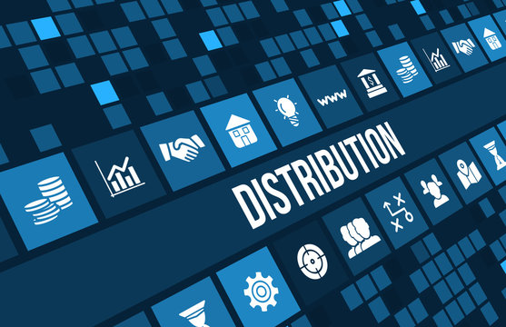 Distribution concept image with business icons and copyspace