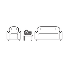 Presentation room with projector and comfortable seats