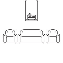 Presentation room with projector and comfortable seats