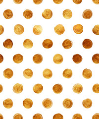 Gold Foil Polka Dot Seamless Pattern Paint Stain Abstract