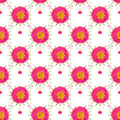 Fototapeta na wymiar Marigold or clove pink. Seamless pattern with flowers. Hand