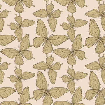 seamless background with butterflies vintage color.