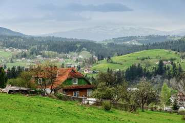 Fototapeta na wymiar Carpathian mountains village
