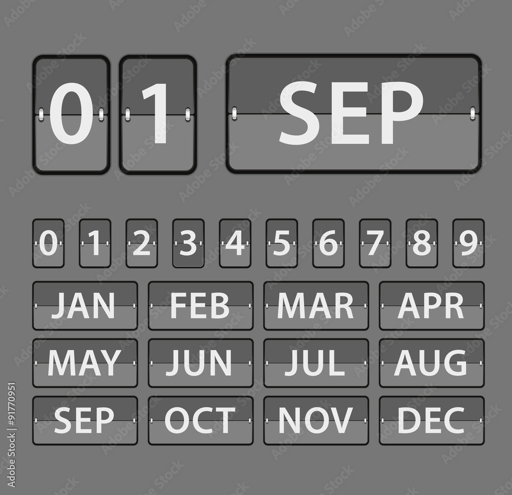 Poster plastic diary with digits set