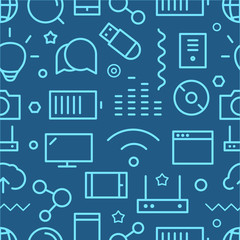Different web icons seamless pattern. Lineart concept