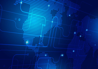 World Map with Technology Background