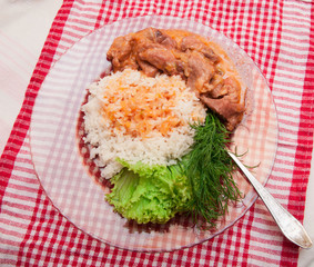 rice with herbs and meat