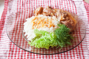rice with herbs and meat