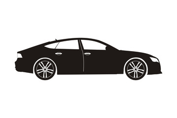 Obraz na płótnie Canvas icon car sedan black on the white background