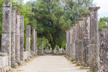 Palaistra (wrestling grounds), ruins of the ancient city of Olympia, Greece