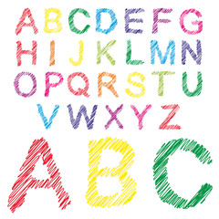 Vector conceptual sketch colorful child font collection