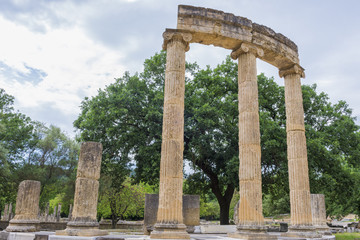 Fototapeta premium Ruins of the Philippeion in Ancient Olympia (Greece)