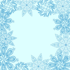 The abstract floral ornament of blue snowflakes. Vector Illustrator
