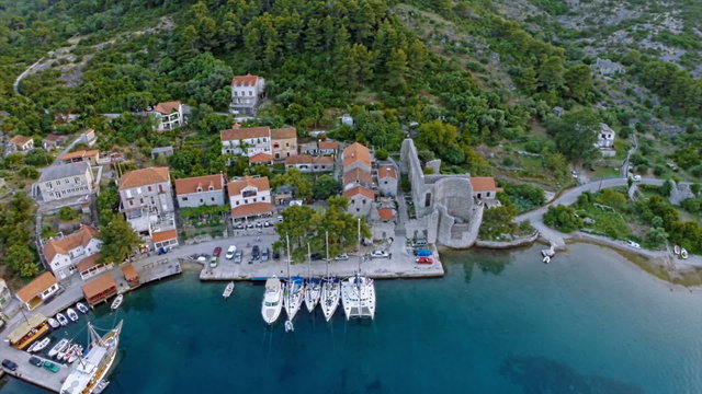 Village Polace on island Mljet, aerial