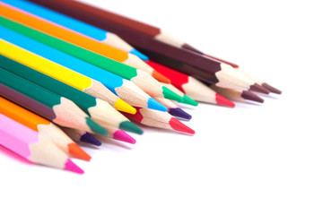 colored pencils on an isolated background