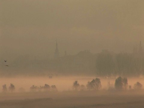 The charming town of Mikulov in the Czech Republic in the fog.