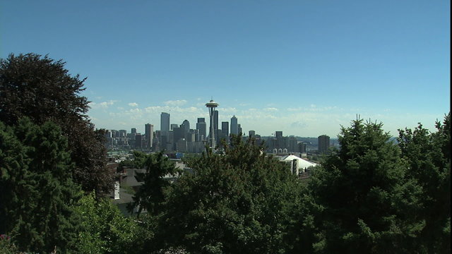 VWS Seattle skyline, ZM into MWS of skyline