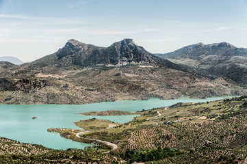 Naklejka premium View of Zahara - El Gastor Reservoir,