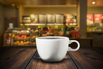 Coffee On Wood Table